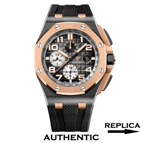 1:1 Clone Audemars Piguet Royal Oak Offshore Chronograph Ceramic Watch 26405NR.OO.A002CA.01 Rose Gold Bezel AP028