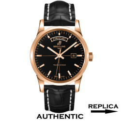 1:1 Super Clone Breitling Transocean Day Date 43 MM 18K Rose Gold Black Dial BR017