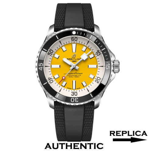Super Clone Breitling SuperOcean Automatic 42 MM Yellow Dial Ceramic Bezel BR063