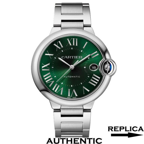 1:1 Super Clone Cartier Ballon Bleu WSBB0071 Roman Numeral Green Dial CA005