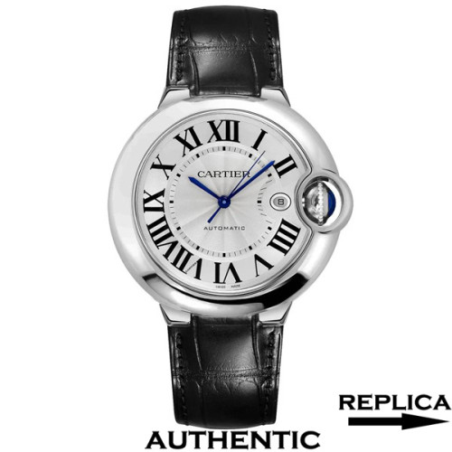 Super Clone Cartier Ballon Bleu W69016Z4 Roman Numeral Silver Dial CA007