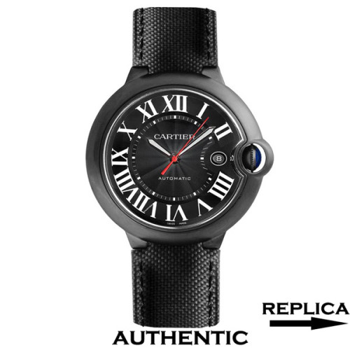 Super Clone Cartier Ballon Bleu WSBB0015 ADLC Black Case Black Fabric Straps CA011