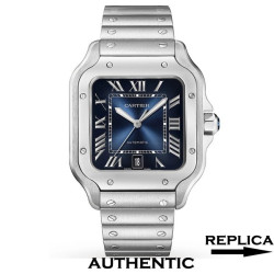 Super Clone Cartier Santos WSSA0030 Roman Numerals Blue Dial CA019