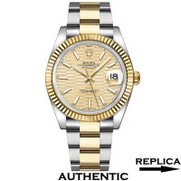 Super Clone Rolex 126333-0021 Datejust 41 Gold Fluted Motif Dial Two-Tone Yellow Gold Rolex Replica Watch RDJ012