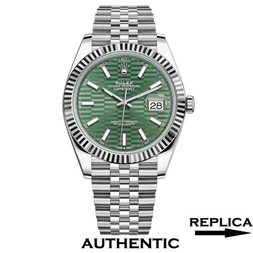 Super Clone Rolex 126334-0030 Datejust 41 Green Fluted Motif Dial Jubilee Bracelet Rolex Replica Watch RDJ015