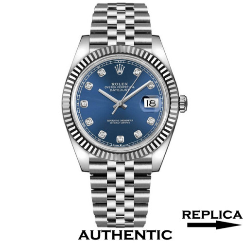 Super Clone Rolex 126334-0016 Datejust 41 Blue Dial with Diamonds Jubilee Bracelet Rolex Replica Watch RDJ019