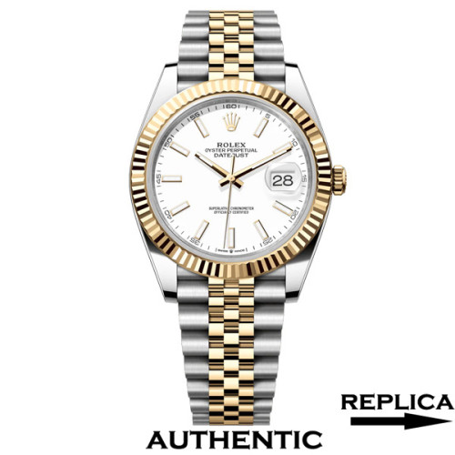Super Clone Rolex 126333-0016 Datejust 41 White Dial Two-Tone 18k Yellow Gold Rolex Replica Watch RDJ031