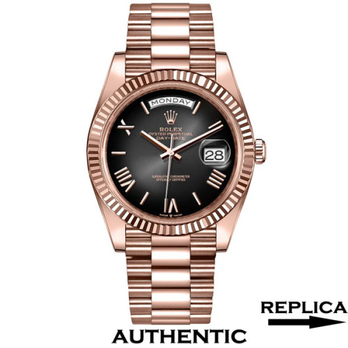 Super Clone Rolex 228235-0055 Day-Date 40 mm Slate Ombre Dial 18k Everose Gold Rolex Replica Watch RDD001