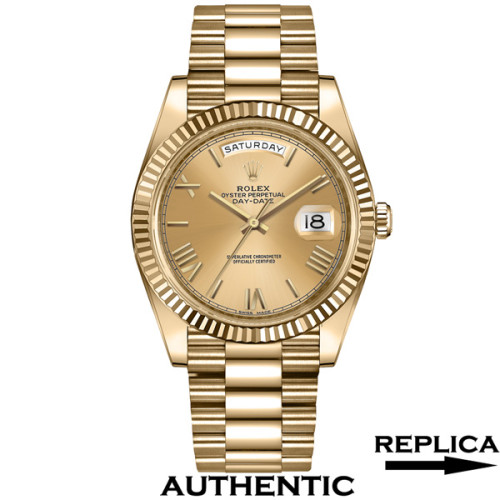 Super Clone Rolex 228238-0006 Day-Date 40 mm Champagne Dial 18k Yellow Gold Replica Rolex RDD019