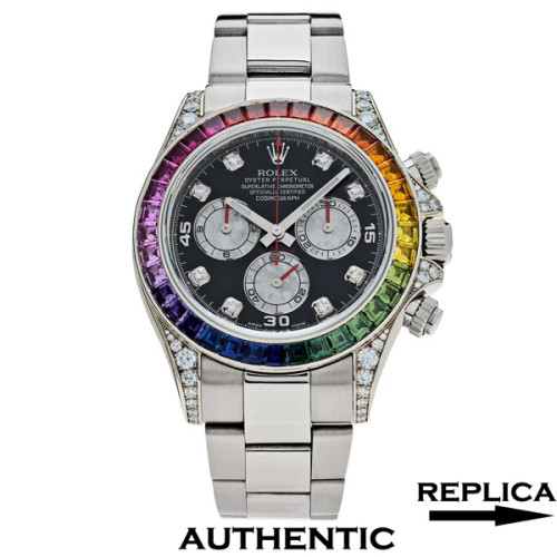 Super Clone Rolex Daytona Rainbow 116599RBOW Black Dial with Diamonds Swiss Made Watch RDT004