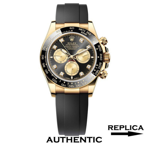 Super Clone Rolex Daytona 126518LN-0006 Black with Diamonds Dial Yellow Gold Swiss Made Watch RDT010