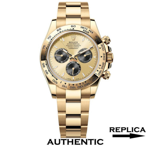 Super Clone Rolex Daytona 126508-0006 Champagne and Black Dial 18k Yellow Gold Swiss Made Watch RDT016