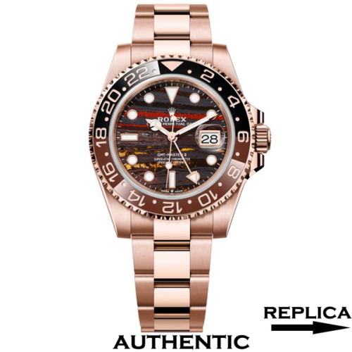 Super Clone Rolex GMT-Master II 126715CHNR-0002 Tiger Iron Dial 40mm 18k Everose Gold Watch RGM002