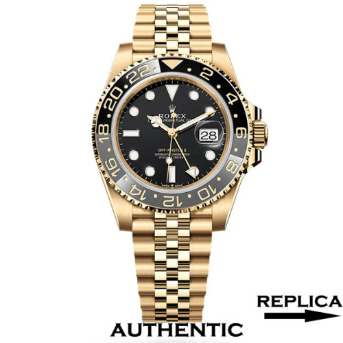 Super Clone Rolex GMT-Master II M126718GRNR-0001 Black Dial 40mm 18K Yellow Gold Watch RGM008