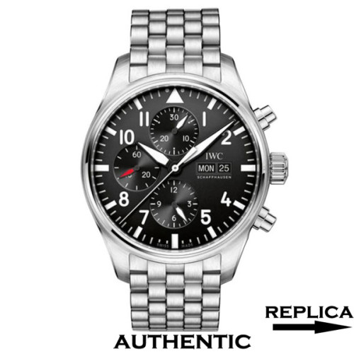 Super Clone IWC Pilots Chronograph Watch 43MM Black Dial IW030