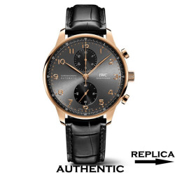 Best Clone IWC Portugieser Chronograph 41MM Black Dial 18k Rose Gold Case IW044