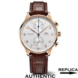 Best Clone IWC Portugieser Chronograph 41MM Silver Dial 18k Rose Gold Case IW045