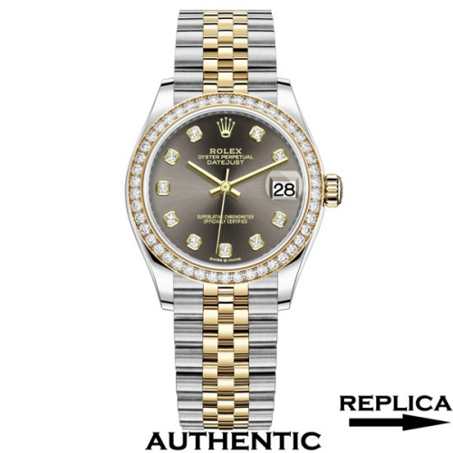 Super Clone Women's Rolex M278383RBR-0022 Datejust 31 Dark Grey Dial Two-Tone Yellow Gold Lady-Datejust Watch RLDJ14