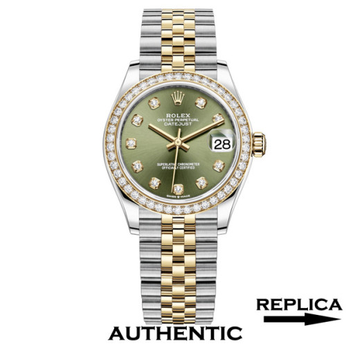 Super Clone Women's Rolex M278383RBR-0030 Datejust 31 Olive Green Dial Two-Tone Yellow Gold Lady-Datejust Watch RLDJ19