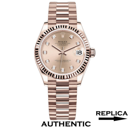 Super Clone Women's Rolex M278275-0031 Datejust 31 Everose Gold Dial with Diamonds Everose Gold Lady-Datejust Watch RLDJ31