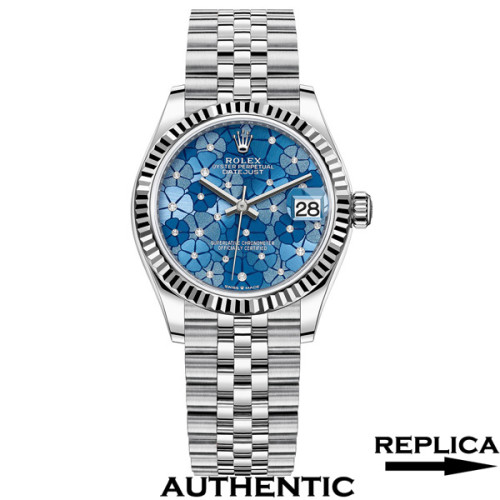 Super Clone Women's Rolex M278274-0036 Datejust 31 Blue Flowers Dial Lady-Datejust Watch RLDJ35