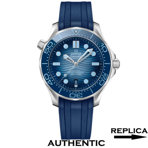 Super Clone Omega Seamaster Diver 300M 210.32.42.20.03.002 Blue Bezel Blue Wave Dial 42 MM Omega Watch OM034
