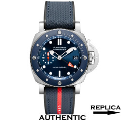 Super Clone Panerai Submersible PAM01507 GMT Luna Rossa Titanio Blue Dial 42mm Titanium PA016