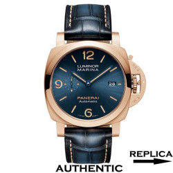 Super Clone Panerai Luminor Marina PAM01114 18k Rose Gold Blue Dial 44mm PA032