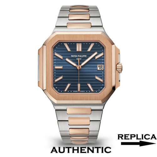 Top Clone Patek Philippe Cubitus 5821-1AR-001 18k Rose Gold Two-tone Watch Blue Dial 45MM PP003