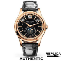 Best Clone Patek Philippe Annual Calendar Complications 5205R-010 Black Dial 40MM Rose Gold Watch PP026