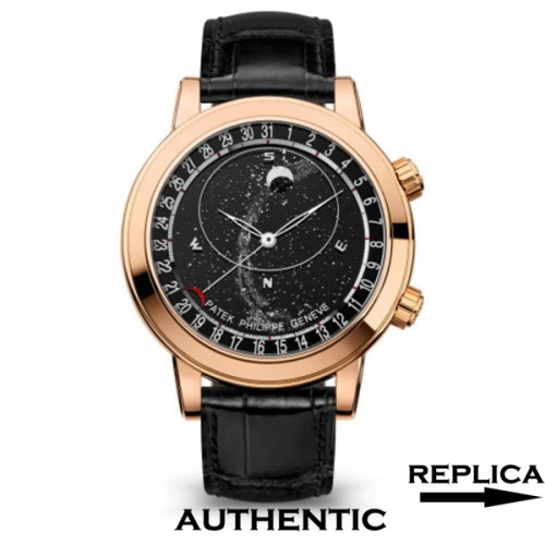 1:1 Clone Patek Philippe Celestial 6102R-001 Black Dial 44MM Rose Gold PP034