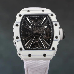 Super Clone Richard Mille RM12-01 White Carbon Case Skeletonized Dial RM018