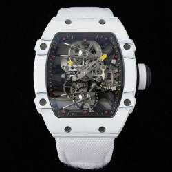 Super Clone Richard Mille RM27-02 White Carbon Case Tourbillon Skeletonized Dial RM026
