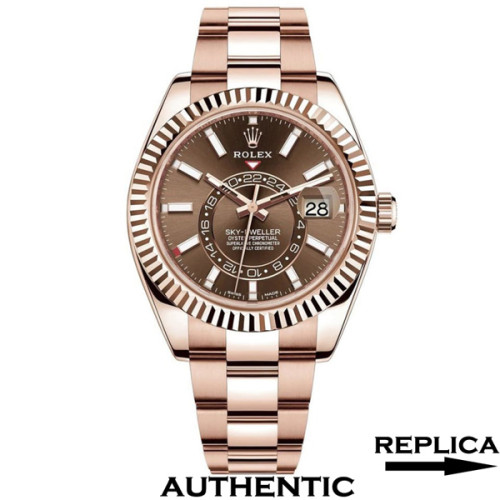 Super Clone Rolex Sky-Dweller m326935-0006 Rose Gold Case 42mm Brown Dial Men‘s Watch RSK008