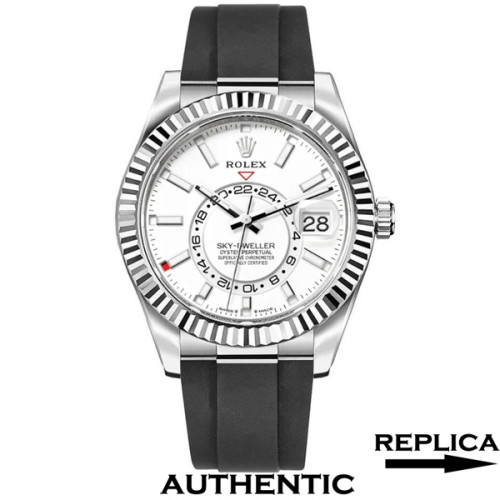 Super Clone Rolex Sky-Dweller m336239-0003 White Dial Rubber Straps 42mm Men‘s Watch RSK018