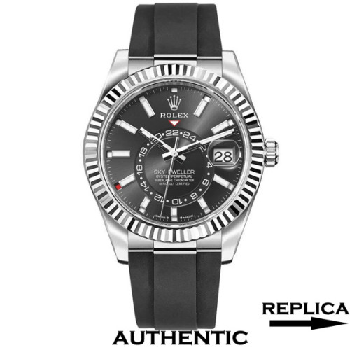 Super Clone Rolex Sky-Dweller m336239-0002 Black Dial Rubber Straps 42mm Men‘s Watch RSK022