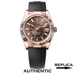 Super Clone Rolex Sky-Dweller m336235-0002 Chocolate Dial 42mm Everose Gold Men's Watch RSK024