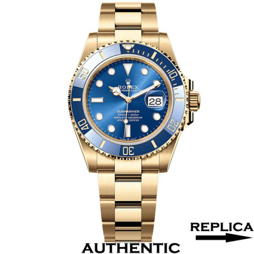 Super Clone Rolex Submariner M126618LB-0002 18k Yellow Gold 41mm Blue Dial Men's Watch RSB004