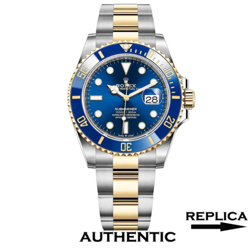 Super Clone Rolex Submariner M126613LB-0002 18k Yellow Gold Two-Tone 41mm Blue Dial Men's Watch RSB008