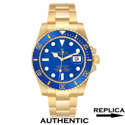 Super Clone Rolex Submariner M116618LB-0003 18k Yellow Gold Blue Dial 40mm Men's Watch RSB009
