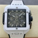 Super Clone Hublot Square Bang Unico Chronograph White Ceramic Man's Watch Skeleton Dial HB013