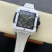 Super Clone Hublot Square Bang Unico Chronograph White Ceramic Man's Watch Skeleton Dial HB013
