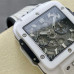 Super Clone Hublot Square Bang Unico Chronograph White Ceramic Man's Watch Skeleton Dial HB013