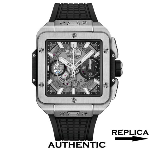 Super Clone Hublot Square Bang Unico Chronograph Titanium Man's Watch Skeleton Dial HB015
