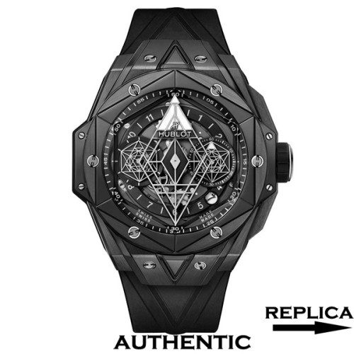 1:1 Clone Hublot Big Bang UNICO Sang Bleu II Black Ceramic 45MM Case Skeleton Dial HB019