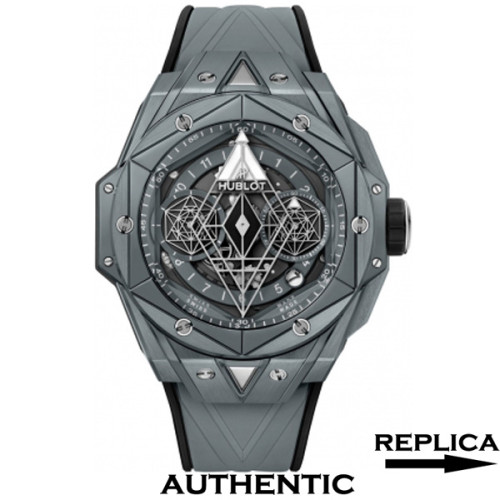 1:1 Clone Hublot Big Bang UNICO Sang Bleu II Grey Ceramic 45MM Case Skeleton Dial HB021