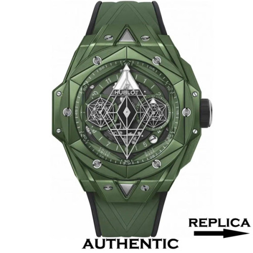 1:1 Clone Hublot Big Bang UNICO Sang Bleu II Green Ceramic Case 45MM Skeleton Dial HB022