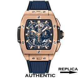 Super Clone Hublot Spirit of Big Bang Chronograph 18k Rose Gold Blue Skeleton Dial HB027