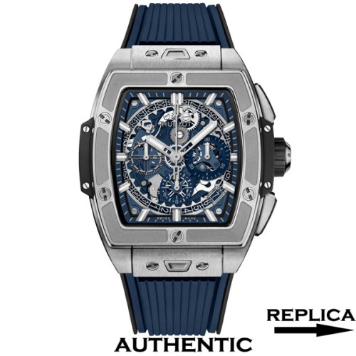 Super Clone Hublot Spirit of Big Bang Chronograph 42MM Titanium Case Blue Skeleton Dial HB031