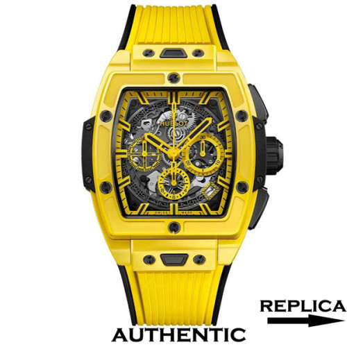 Super Clone Hublot Spirit of Big Bang Chronograph 42MM Yellow Ceramic Case Skeleton Dial HB032